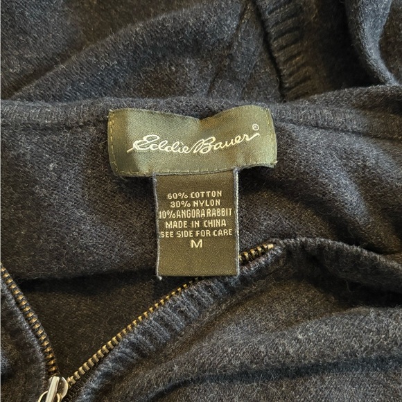 Vintage Eddie Bauer Zip Up Hoodie Charcoal Angora Blend Women’s M - Picture 3 of 7